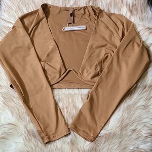 NWT SKIMS Recycled Swim Long Sleeve Underwire Top Size 3X Almond
